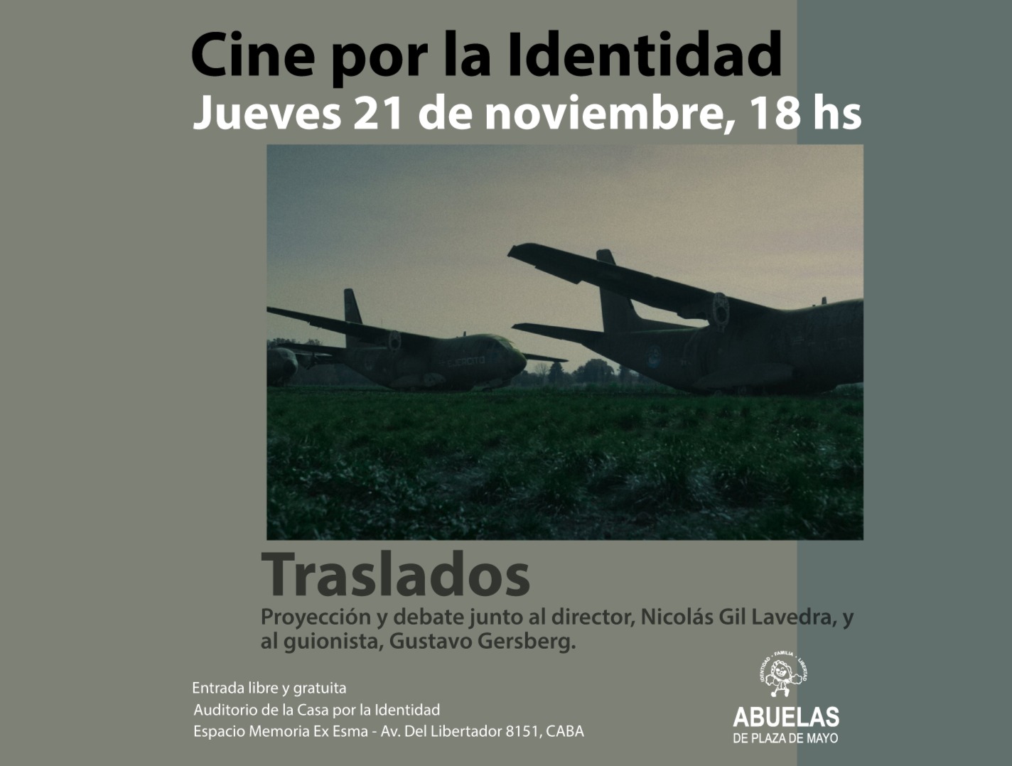 Cine y debate con la proyección de “Traslados”, en Casa por la Identidad